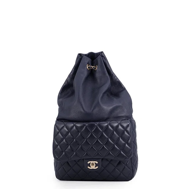 Chanel Matelasse Drawstring Backpack NavyA94417 Lambskin in Lambskin from GALLERY RARE