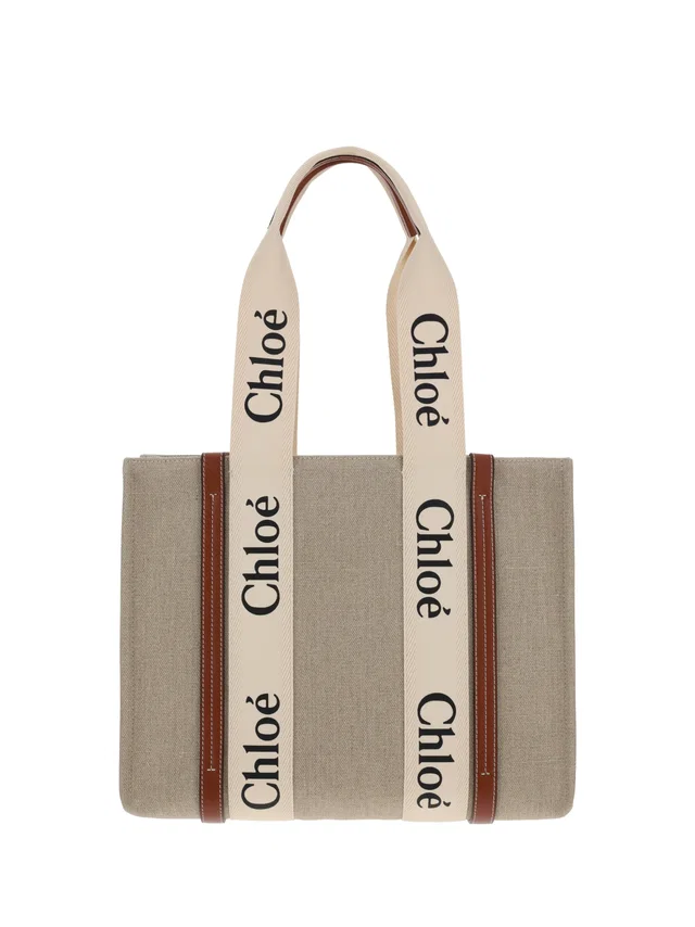 Chloé Woody Tote Bag — White Linen in White Canvas from HEWI