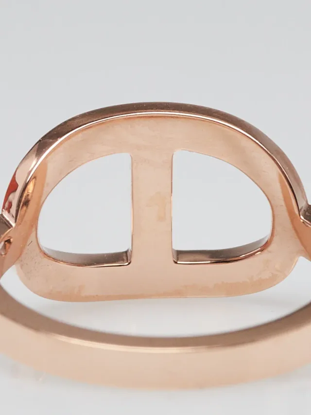 Hermès 18k Rose Gold and Diamond Chaine d'Ancre Contour Medium Model Ring Size 5/49 in Pink from Yoogis, photo 6 of 8