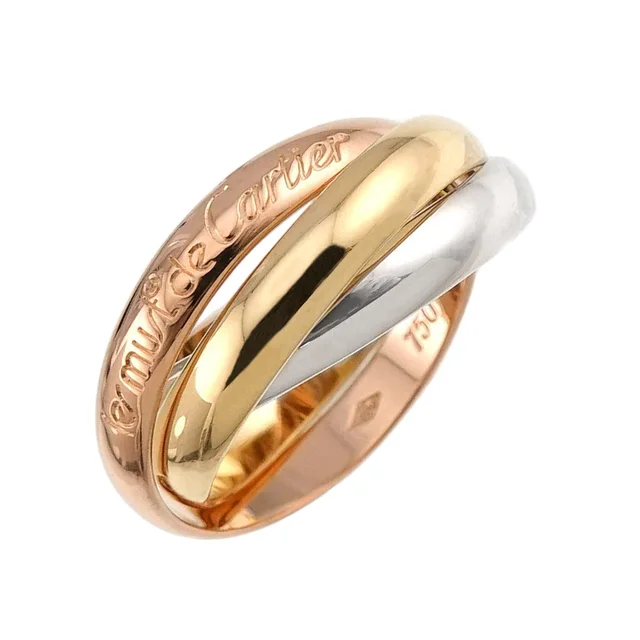 Cartier Trinity 53 Ring MM 18K Yellow Gold WG PG Triple Strand Three Gold Color 750 in Yellow from The Reluxe