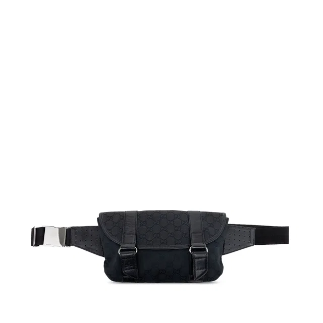 Black Gucci GG Canvas Belt Bag in Black Canvas from Designer Revival