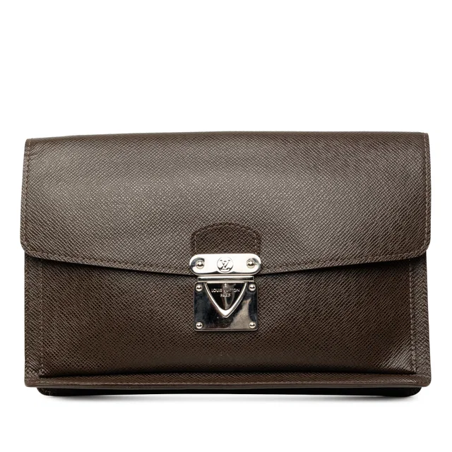 Brown Louis Vuitton Taiga Belaia Clutch in Brown Leather from Designer Revival, photo 1 of 1