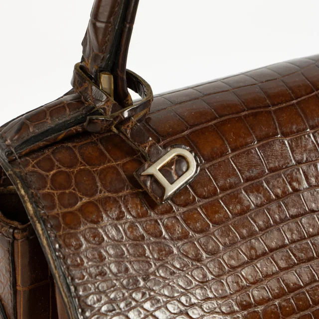 Delvaux Vintage Brown Shiny Crocodile Tempête PM Bag in Brown Crocodile from Labellov, photo 8 of 9