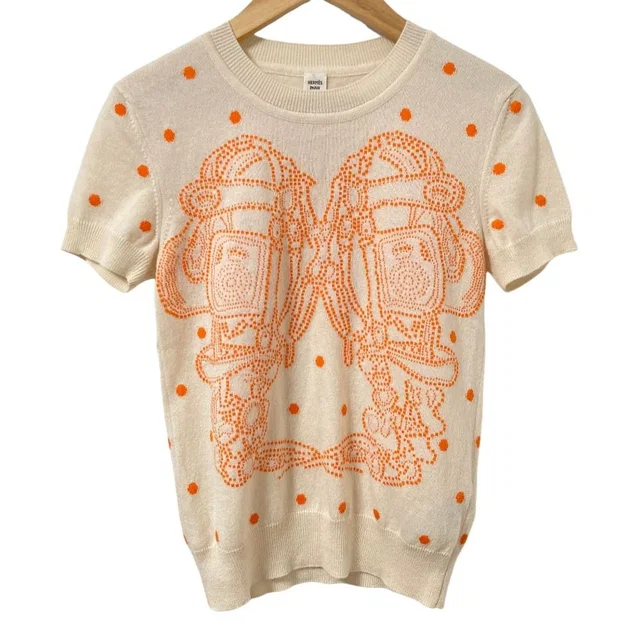 Hermès Bridal de Gala Short Sleeve Cashmere Knit Top 34 Beige Sweater in Beige Cashmere from The Reluxe
