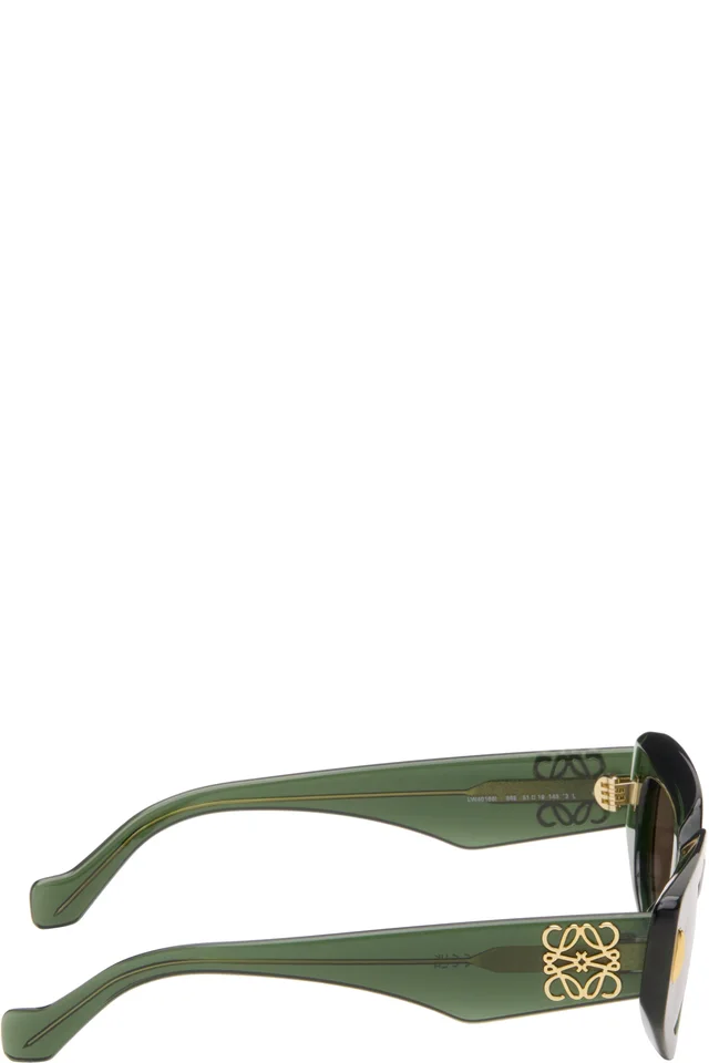 LOEWE Green Anagram Sunglasses, photo 2 of 4 from SSENSE