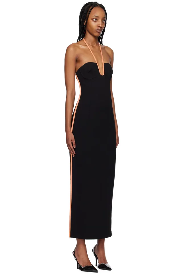 Paris Georgia Black Nassia Midi Dress, photo 2 of 4 from SSENSE