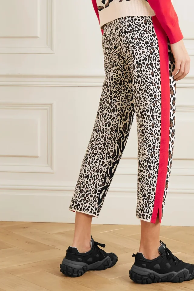 Stella McCartney Leopard-Print Intarsia-Knit Track Pants in Multicolor, photo 7 of 8 from THE OUTNET