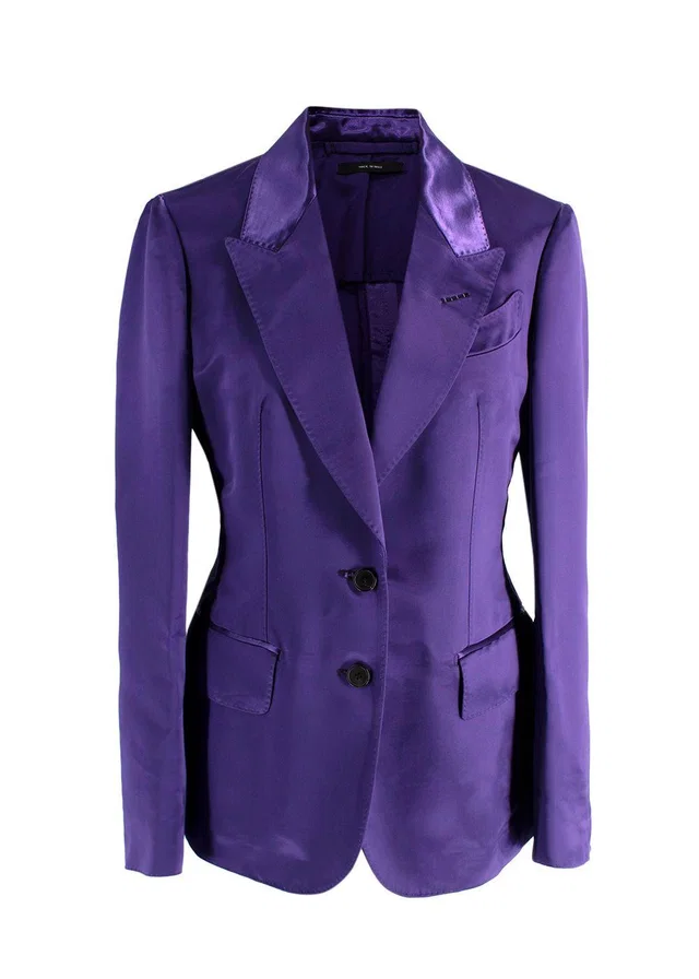 Tom Ford Purple Single-Breasted Satin Blazer in Purple Satin from HEWI