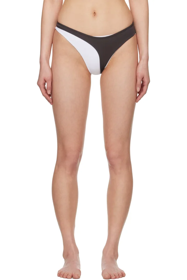 Ottolinger White & Brown Layered Bikini Bottom, image 1 of 1 from SSENSE