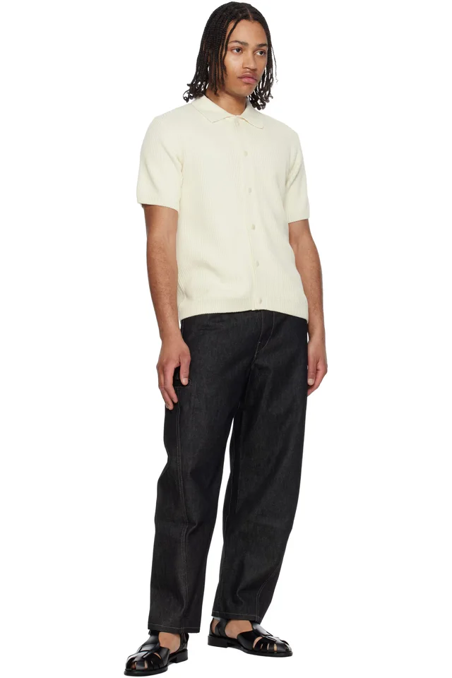 Merz b. Schwanen Off-White 1961 Ribbed Cotton Knit Shirt, photo 4 of 4 from SSENSE