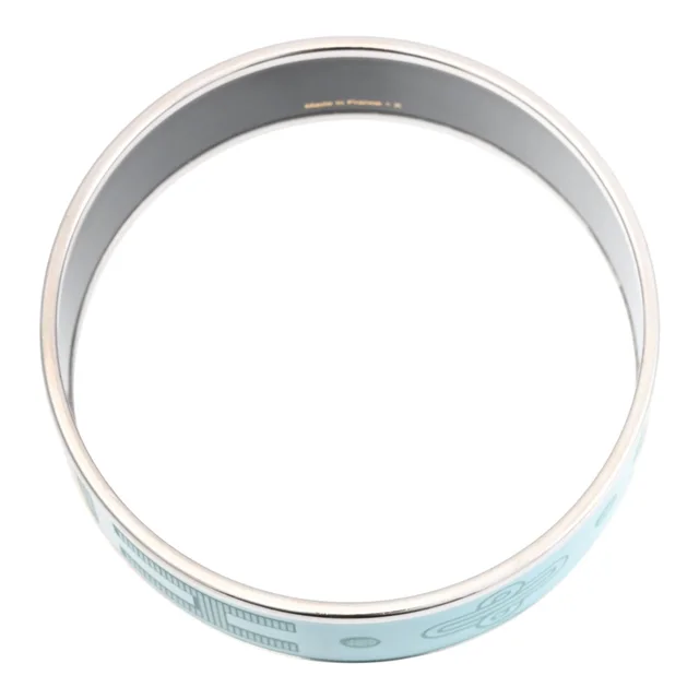 Hermès Email Bangle GM Silver/Turquoise Blue in Blue from VINTAGE QOO TOKYO, photo 2 of 7