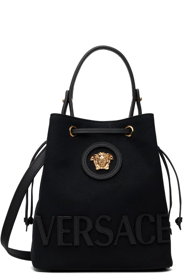 Versace Black 'La Medusa' Canvas Bucket Bag from SSENSE, photo 1 of 1
