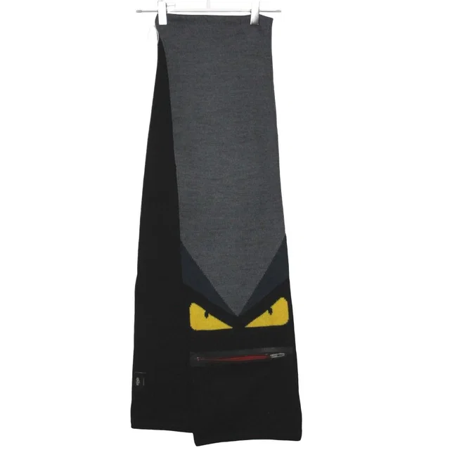 Fendi Scarf Bugsmon Star Shawl Knit Black Gray in Black from The Reluxe