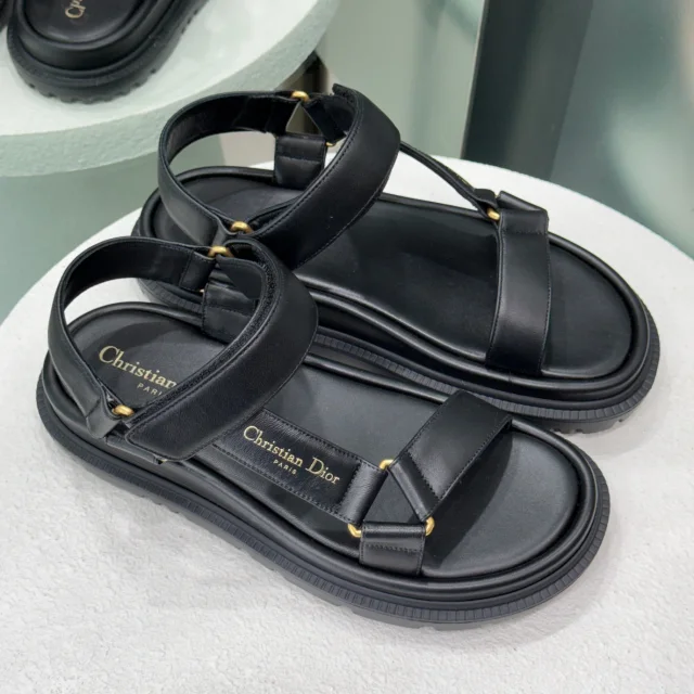 Dior D-Wave Sandals Sz 36 in Black Calfskin from Revivre