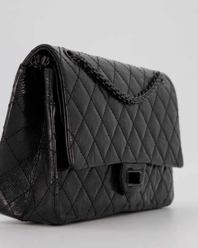 Chanel Black Reissue 226 Medium Double Flap Bag in Patent Leather with So Black Hardware in Black Patent leather from Sellier, photo 10 of 19