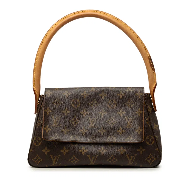 Brown Louis Vuitton Monogram Mini Looping Shoulder Bag in Brown Coated canvas from Designer Revival