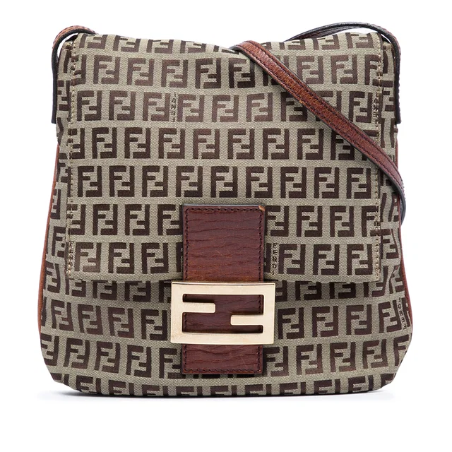 Brown Fendi Zucchino Canvas Crossbody in Brown Canvas from Designer Revival