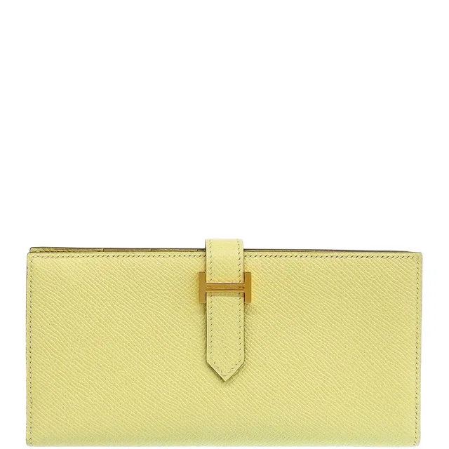 Hermès 2015 Bearn Soufflet Jaune Poussin in Yellow Epsom leather from VINTAGE QOO TOKYO