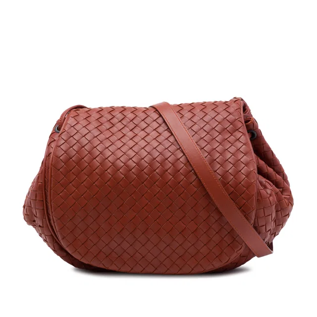 Brown Bottega Veneta Nappa Intrecciato Flap Crossbody in Brown Nappa leather from Designer Revival