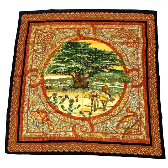 Hermès Carre 90 Under The Himalayan Cedar Sous le Cedre Silk Scarf in Silk from The Reluxe