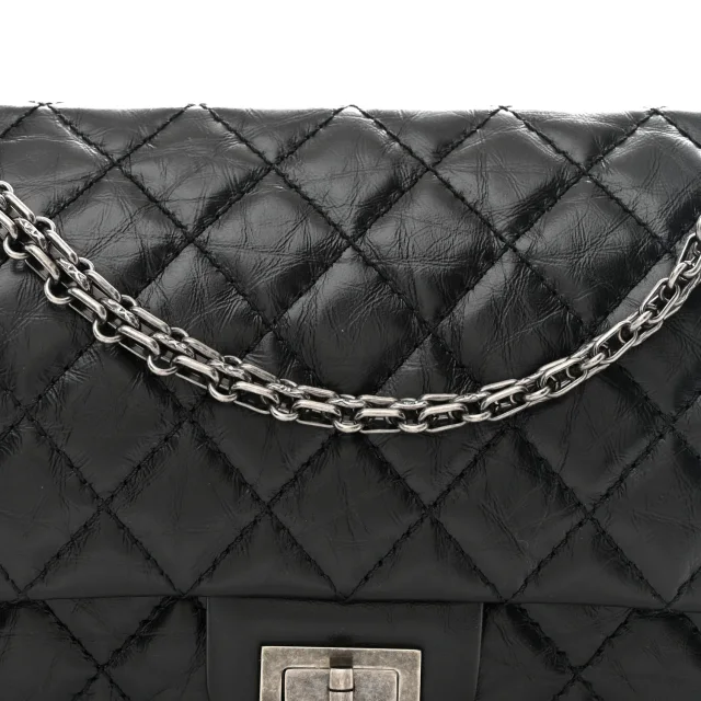 Chanel Aged Calfskin Quilted 2.55 Reissue 225 Flap Black in Black Calfskin from FASHIONPHILE, photo 8 of 10