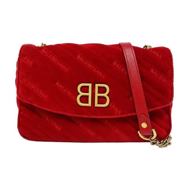 Balenciaga Bb Velvet Shoulder Bag Size One Size in red Velvet from Grailed