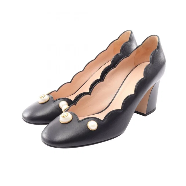 Gucci Pumps Double G Faux Pearl Leather Heels in Leather from The Reluxe