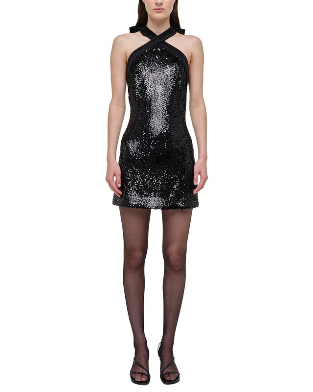 SIMKHAI Isla Halter Neck Mini Dress, image 1 of 1 from Rue La La