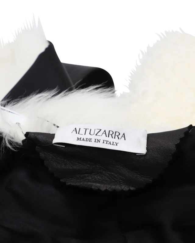 Altuzarra Constable Belted Gilet in White Fur in White, photo 5 of 6 from ShopSimon