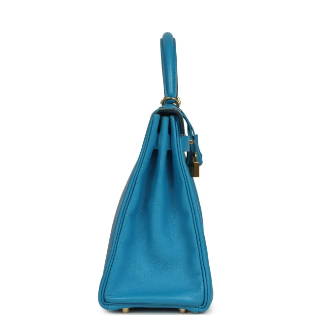 Hermès Kelly Retourne 32 Bleu Zanzibar Evercolor Gold Hardware in Blue Goatskin from Madison Avenue Couture, photo 3 of 9