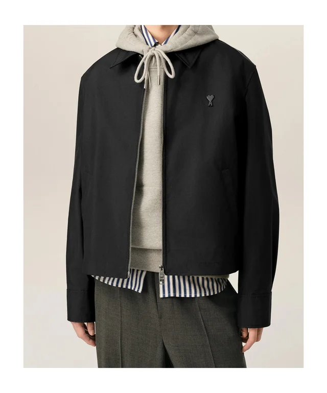 Ami Paris Black nylon jacket with Ami de Coeur, photo 2 of 6 from SENSER