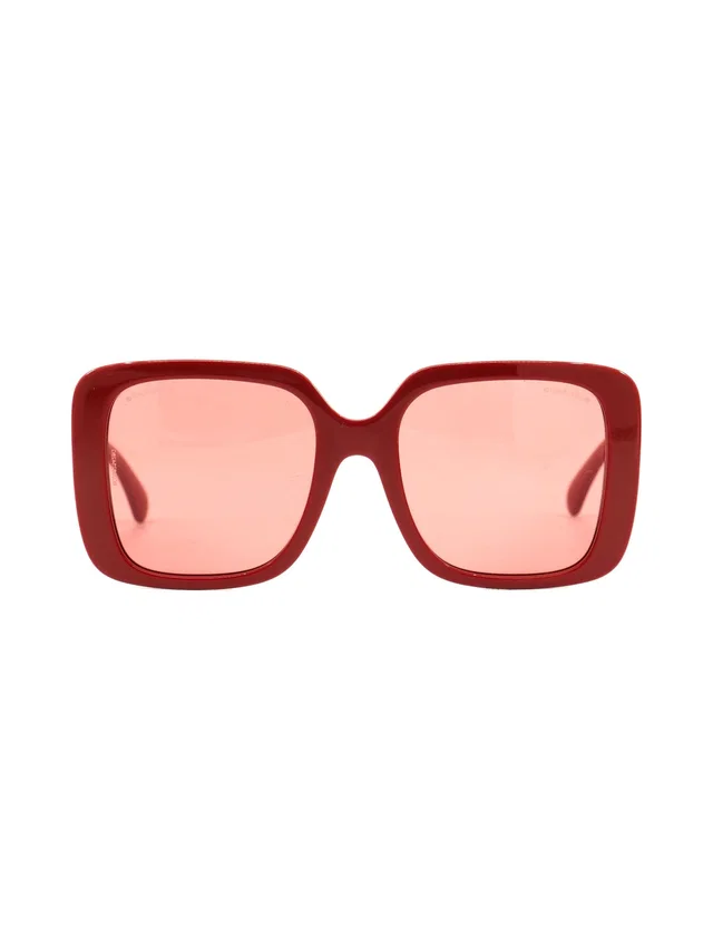 Chanel Red Square Frame Sunglasses in Red from Arcade Vintage