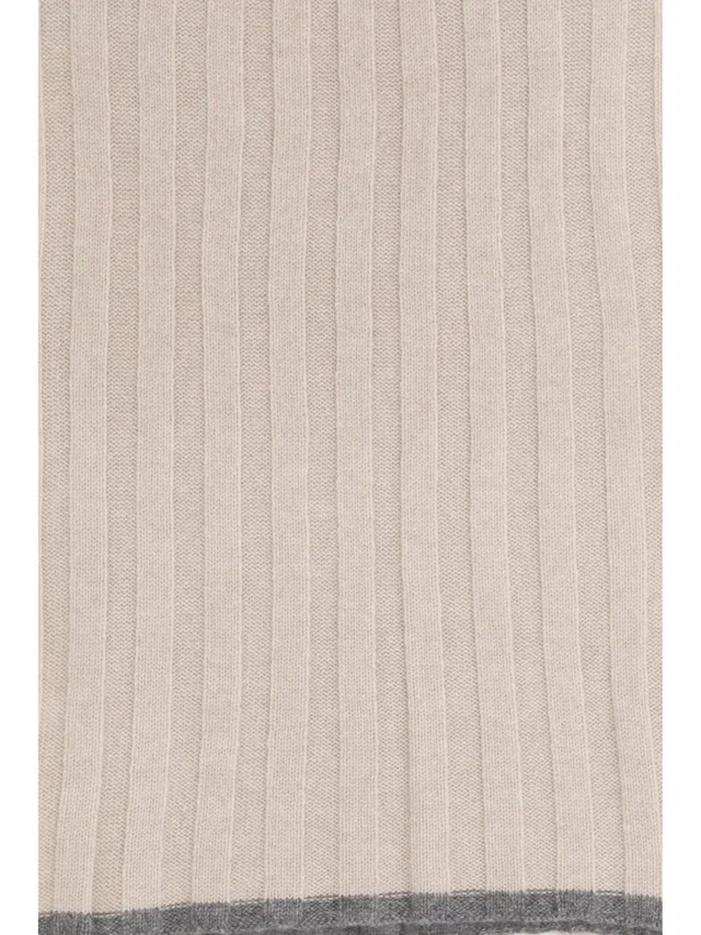Brunello Cucinelli Ribbed Cashmere Scarf — Gray Scarfs in Grey Cashmere from HEWI