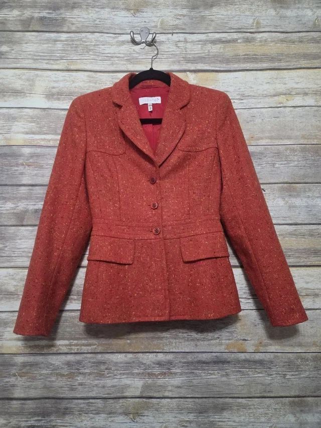 Escada Tweed Wool Boucle Blazer Jacket Size 34 | Small Burnt Orange Multicolor in red|orange Tweed from Poshmark