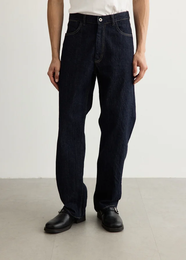 Still By Hand Five Pocket Selvedge Denim Pants in Blue from Incu, photo 1 of 1