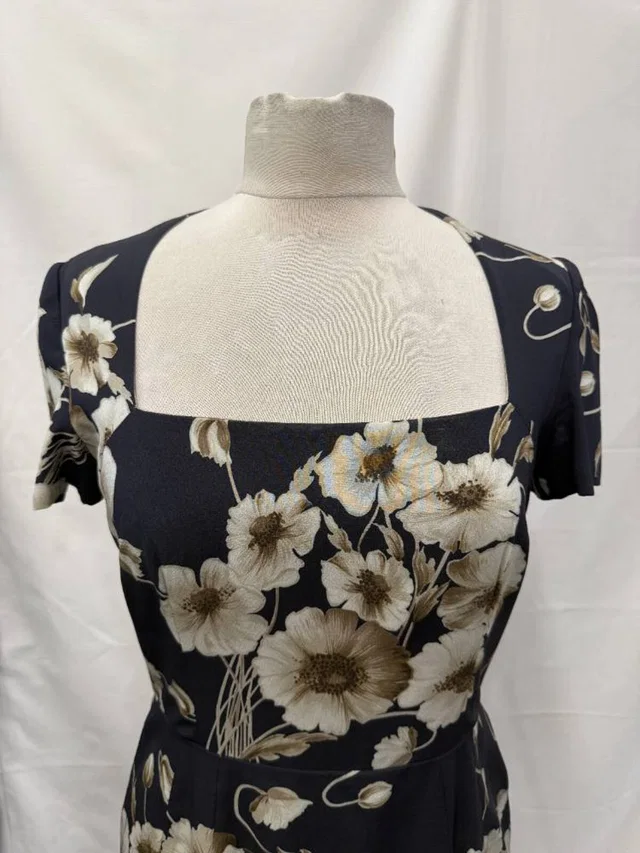Dolce & Gabbana Mix Rose Print Midi Dress Black Size: 12 in Black Silk from Oxfam Online Shop