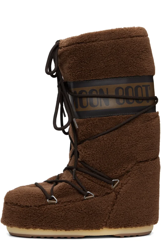 Moon Boot Brown Icon Fleece Boots, photo 3 of 5 from SSENSE