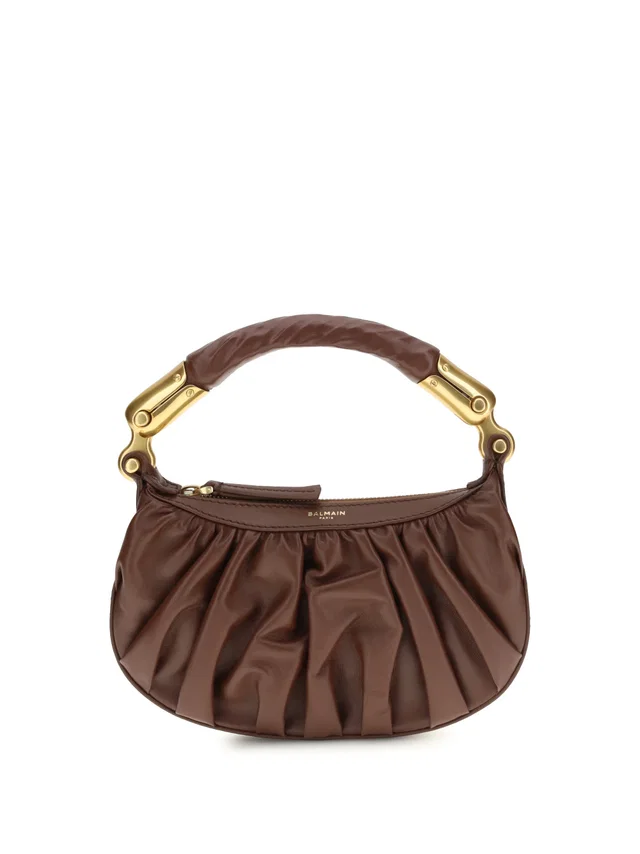 Balmain Shoulder Bag — Brown Calf Suede in Brown Suede from HEWI