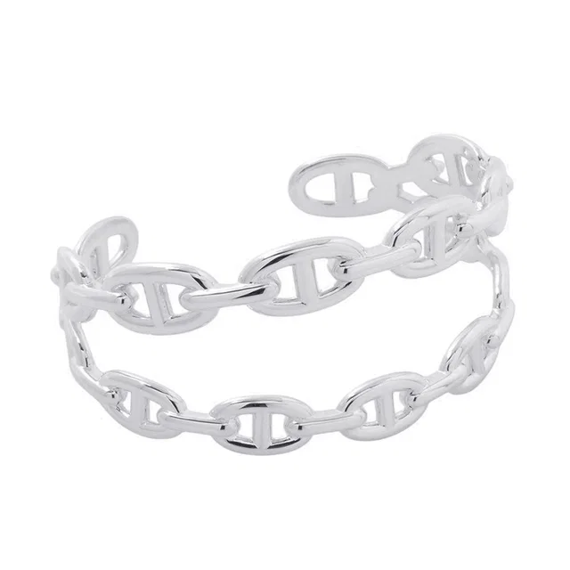 Hermès Chaine d'Ancre Double Bangle Size LG SV925 from GALLERY RARE