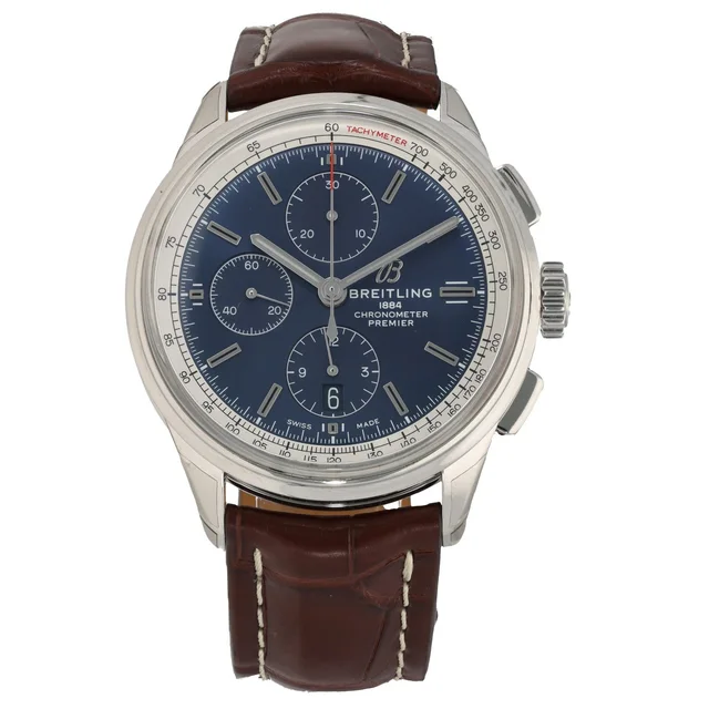 Breitling Premier Chronograph A13315 42mm Stainless Steel Watch in Leather from H&T