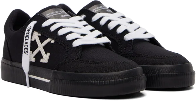 Off-White Black Low Vulcanized Sneakers, photo 4 of 10 from SSENSE