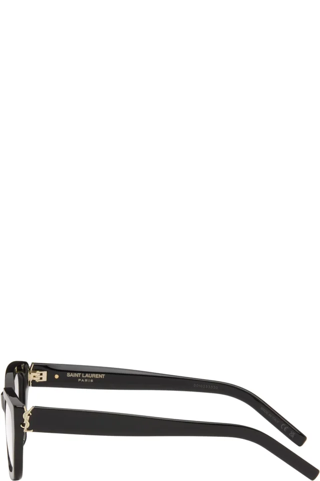 Saint Laurent Black SL M153 Medium Monogram Hinge Glasses, photo 3 of 4 from SSENSE