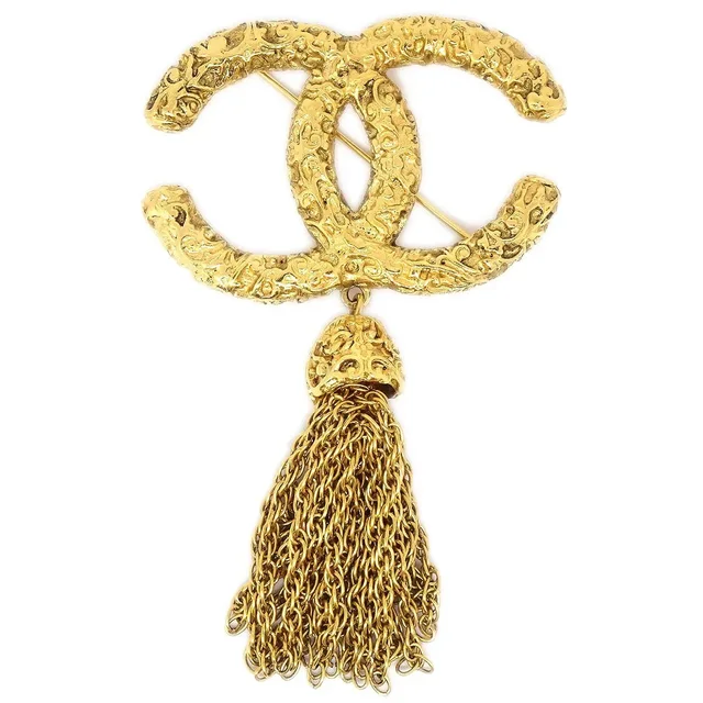 Chanel 1993 Florentine Filigree Tassel Brooch Large from AMORE Vintage Tokyo