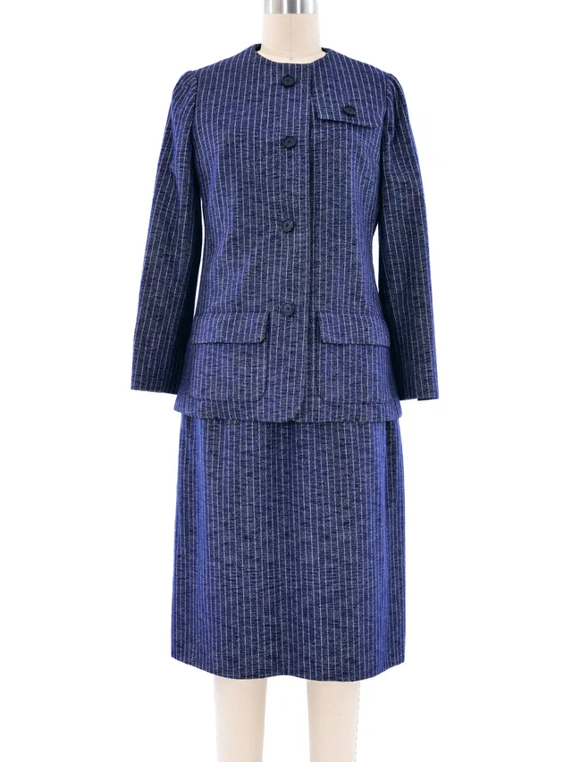 Dior Haute Couture Pinstripe Skirt Ensemble in Tweed from Arcade Vintage