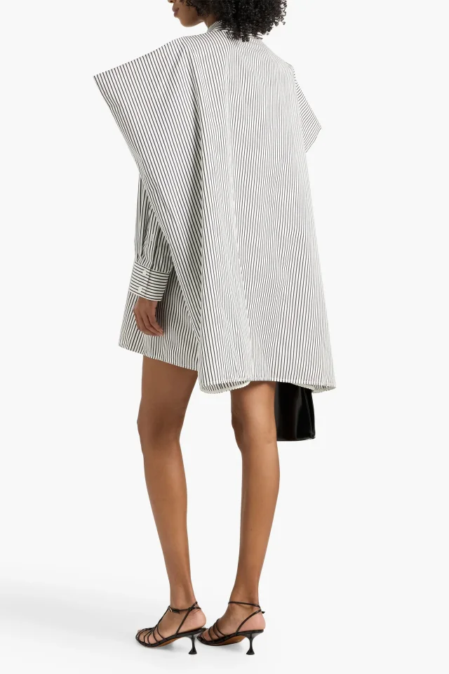 Proenza Schouler Isla Cape-Effect Striped Cotton and Silk-Blend Mini Shirt Dress, photo 3 of 4 from THE OUTNET