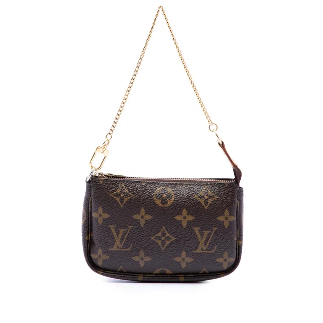 Brown Louis Vuitton Monogram Mini Pochette Accessoires Handbag in Brown Coated canvas from Designer Revival