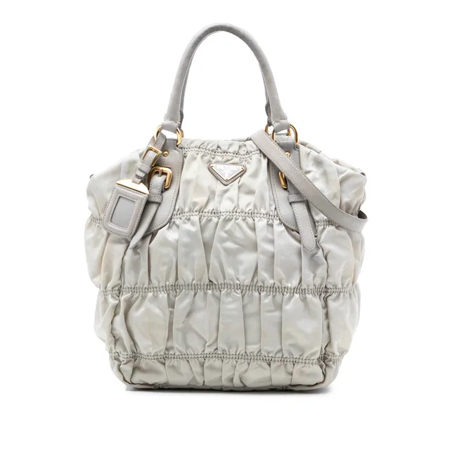 Gray Prada Tessuto Gaufre Satchel in Grey Nylon from Designer Revival