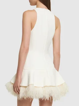 David Koma Flared dress with feathered hem in 50% Viscose, 47% Acetate, 3% Elastane, 100% Ostrich, photo 3 of 5 from LUISAVIAROMA