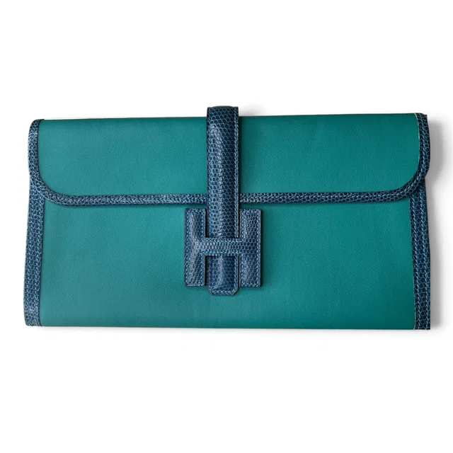 Hermès Turquoise Jige Elan in Evercolor in Blue from Luxury Promise