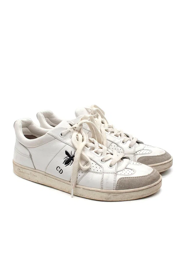 Dior White Suede Toe Cap Leather Bee Trainers in White Suede from HEWI